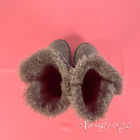 UGG Bailey Button Sheepskin Suede Winter Boots 5803 Gray Size 7 - Picture 8 of 13